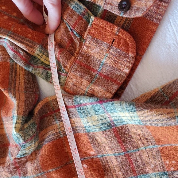 Bleached Distressed Plaid Flannel Hippie Troll "Peace" Mushrooms Sz XXL Shirt - Picture 3 of 12